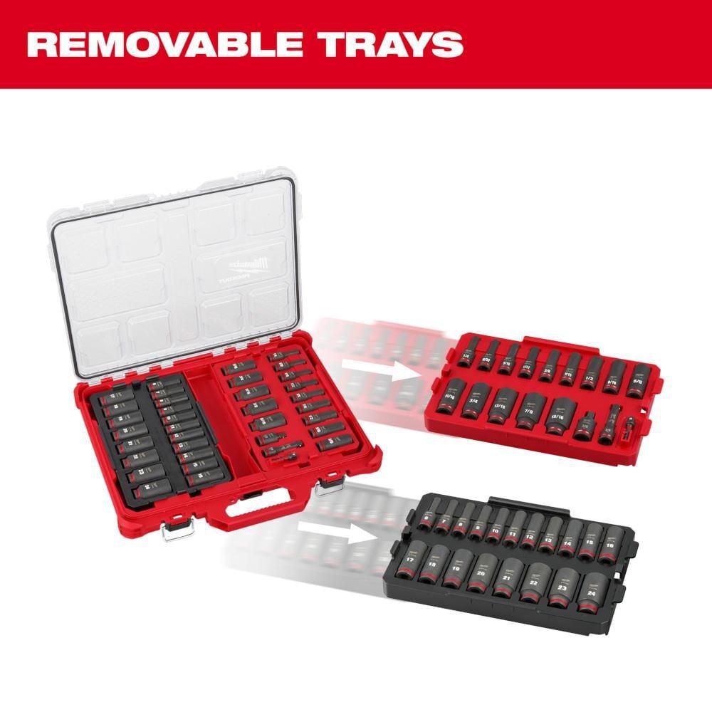 Milwaukee SHOCKWAVE Impact Duty Socket 3/8 Dr 36pc SAE/MM PACKOUT Set, large image number 9