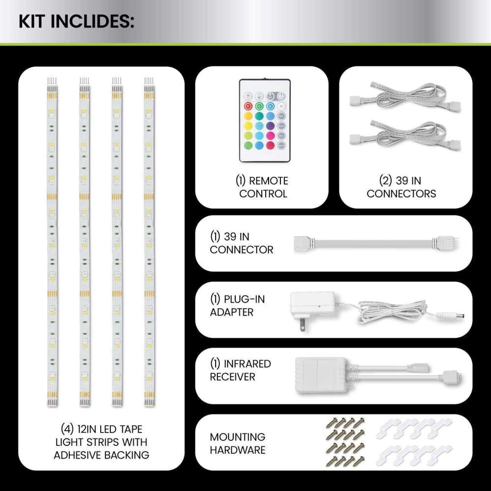 Feit Electric 12 Inch 529 Lumens Color Changing LED Tape Light 4 Pieces, large image number 5
