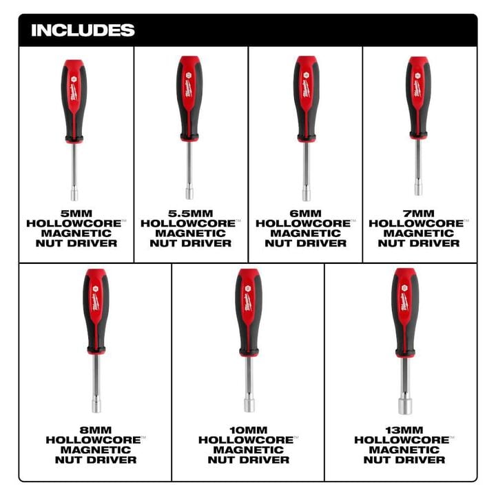 Milwaukee Metric HollowCore Magnetic Nut Driver Set 7pc, large image number 1