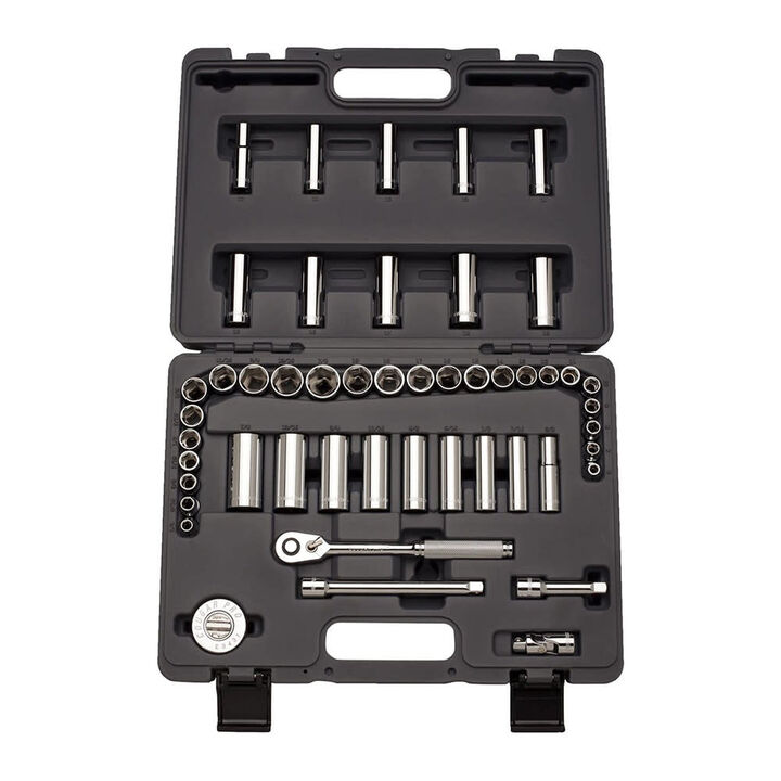 Cougar Pro 3/8 Inch Drive 6 Point Standard and Deep SAE and Metric, 49 Piece