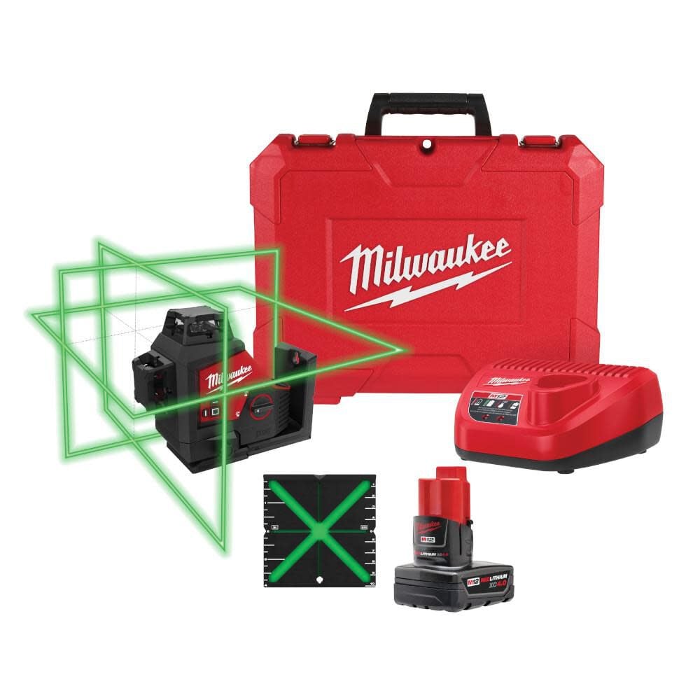 Milwaukee M12 Green Beam Laser 360 3-Plane Kit, large image number 1