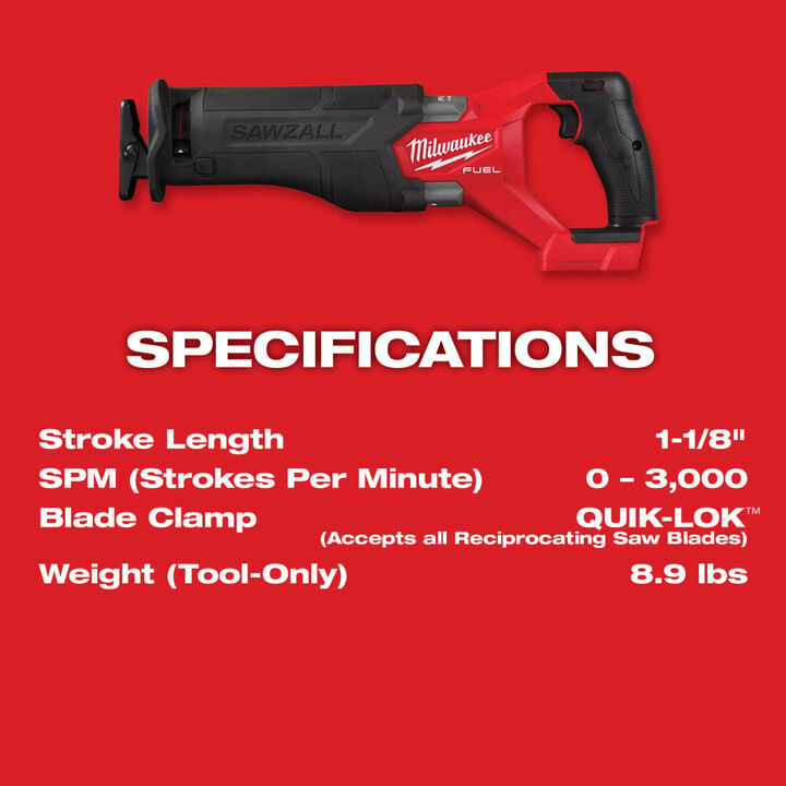 Milwaukee M18 FUEL SAWZALL Reciprocating Saw Kit with PACKOUT Case, large image number 2