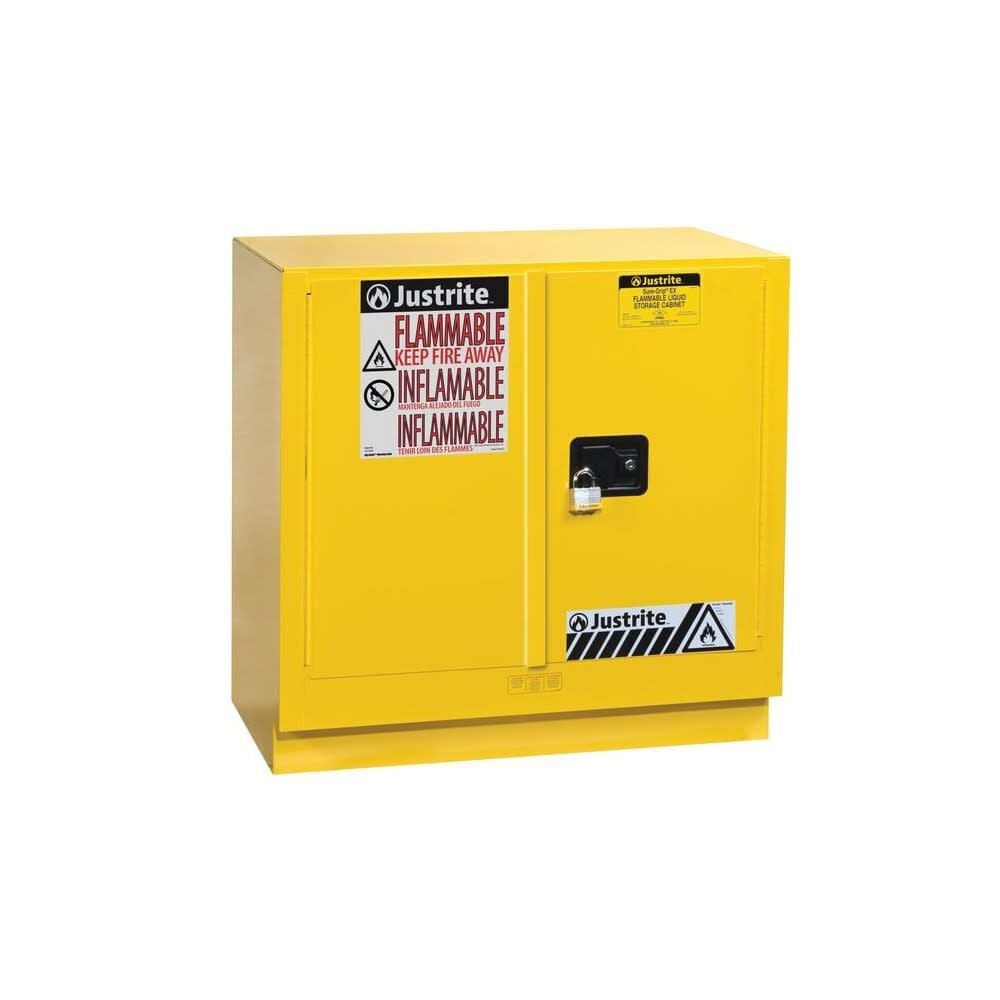 Justrite 22 Gallon Yellow Steel Manual Close Flammable Cabinet – 892300