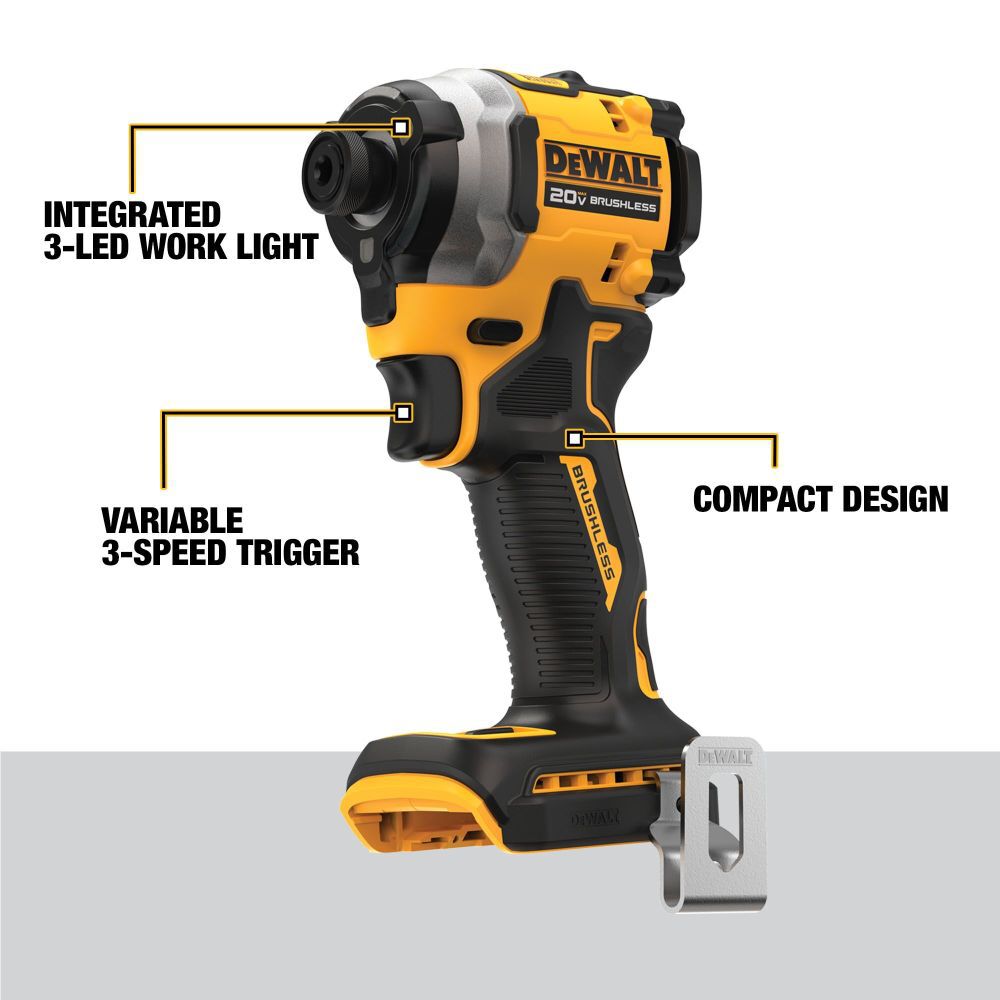 DEWALT ATOMIC Brushless Cordless 1 4in 3 Speed Impact Driver with POWERSTACK Compact Battery DCF850E1 Acme Tools