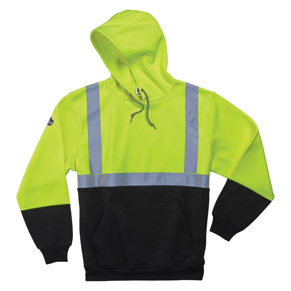 Ergodyne Class 2 Hooded Sweatshirt Black Bottom, Size XL – 21685