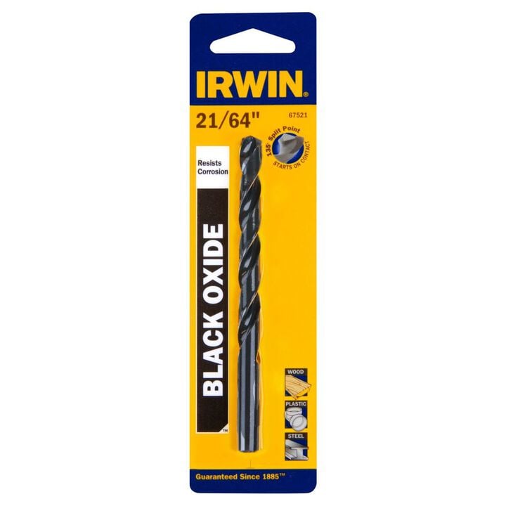 Irwin 21/64 in Drill Bit Black Oxide HSS Straight Shank, Jobber-Length, large image number 3