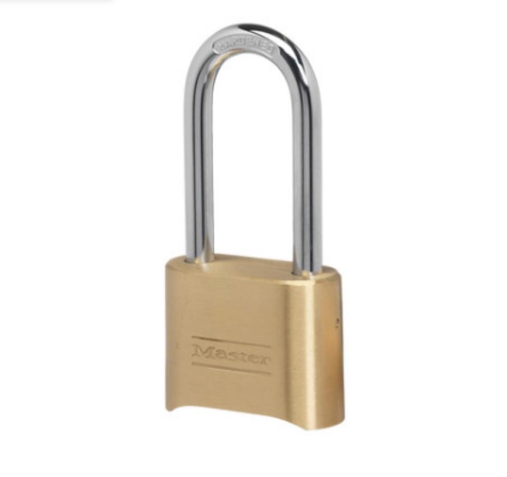 Master Lock 2 Inch Padlock Wide Resettable Combination Brass with 2 1/4 Inch Shackle, large image number 1
