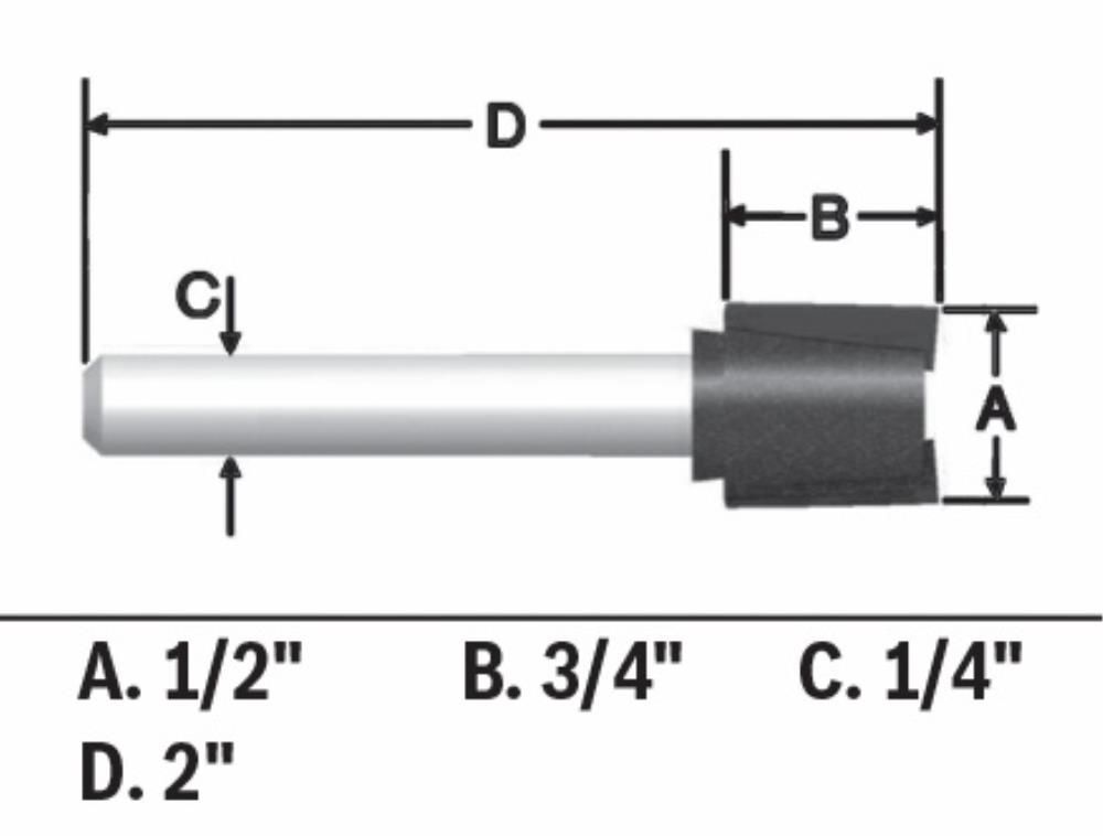 Bosch 1/2in x 3/4in Carbide Tipped Hinge Mortising Router Bit, large image number 5