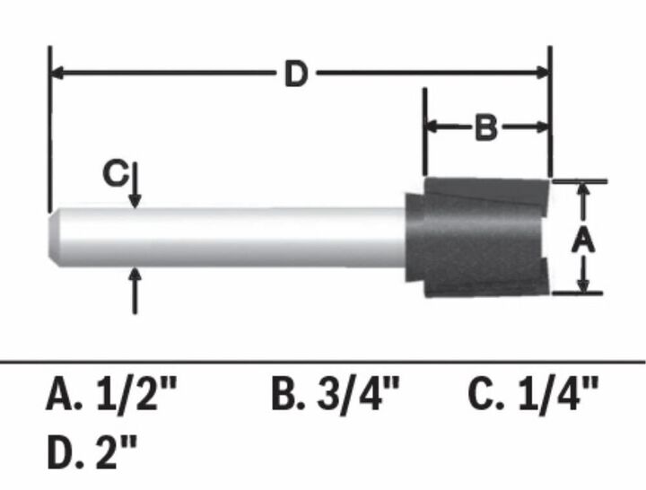 Bosch 1/2in x 3/4in Carbide Tipped Hinge Mortising Router Bit, large image number 4