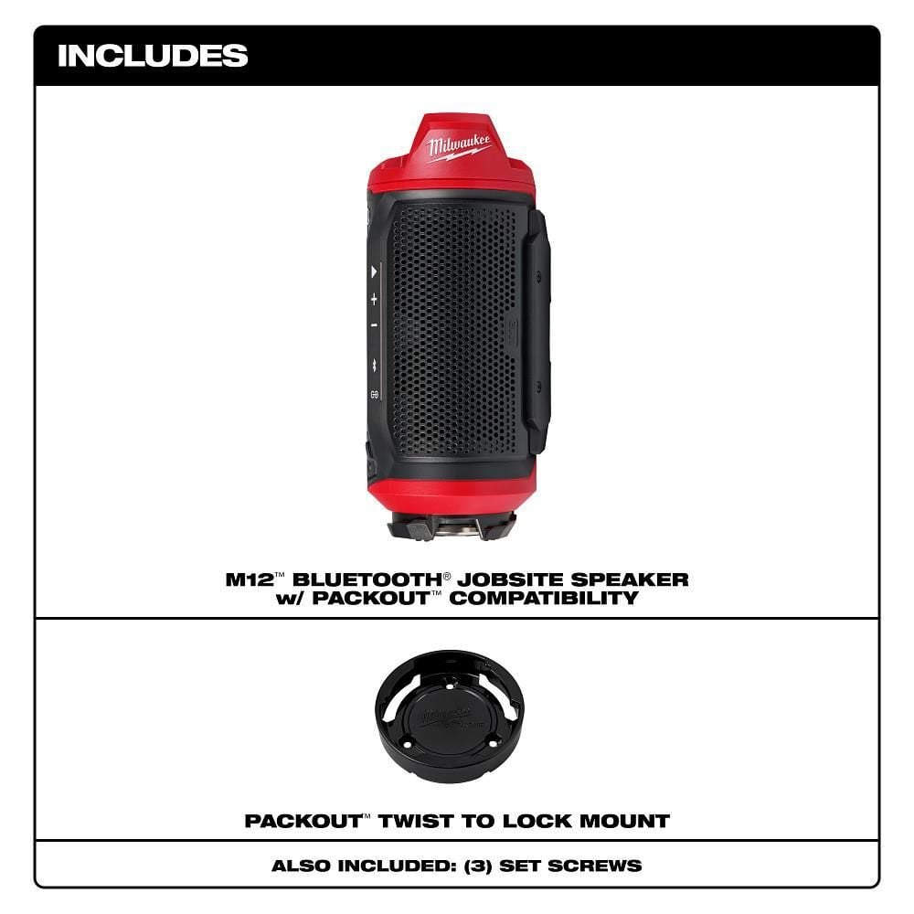 Milwaukee M12 Bluetooth Jobsite Speaker with PACKOUT Compatibility, large image number 3