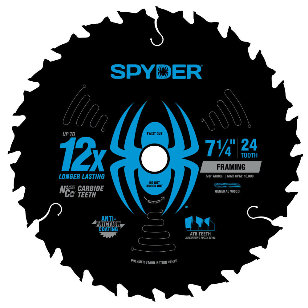 Spyder 7-1/4 Inch 24T Circular Saw Blade for Framing, 10 Pieces, large image number 2