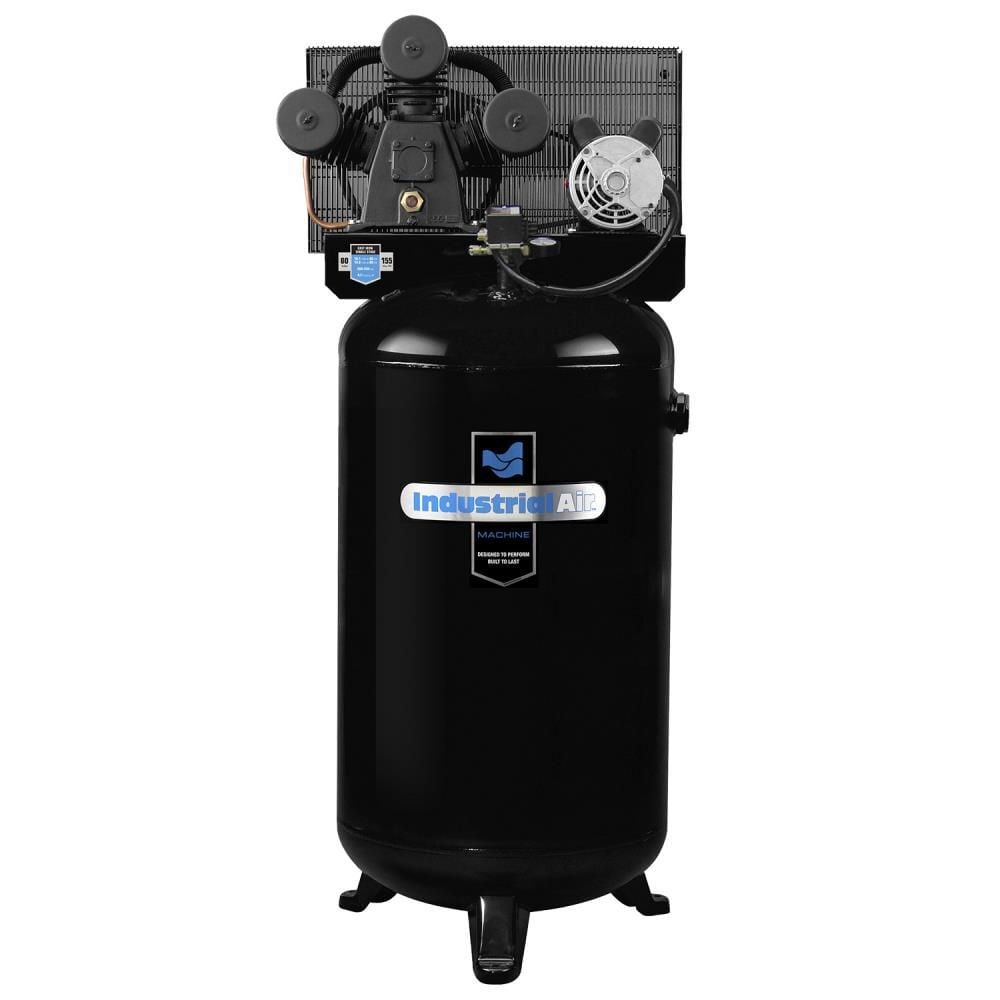 Industrial Air Compressor 4.7 HP 80 Gallon Vertical Stationary 3 Cylinder, large image number 1