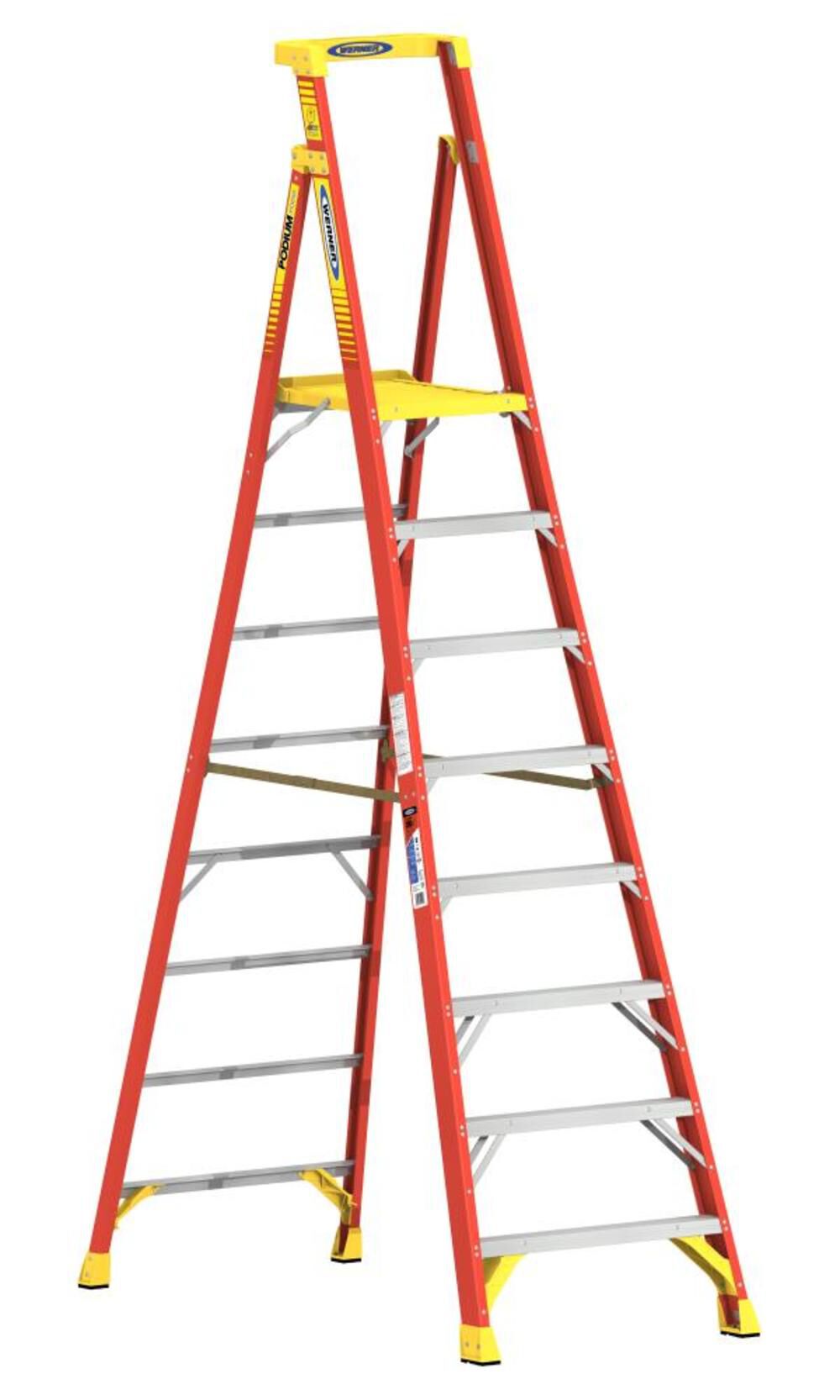 Werner Type IA 300 lb Fiberglass 8 ft Podium Ladder – PD6208