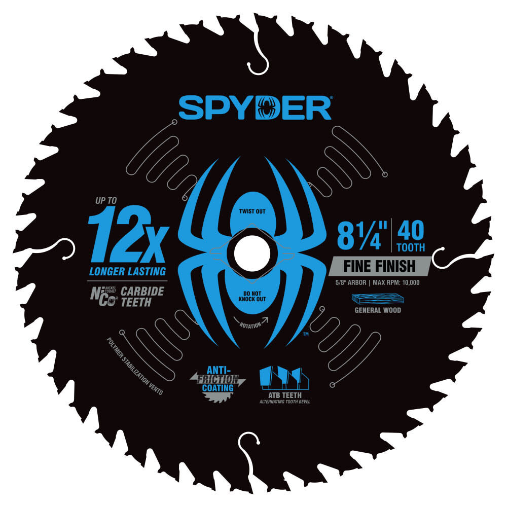 Spyder 8-1/4 Inch 40T Fine Finish Saw Blade for Wood, large image number 2