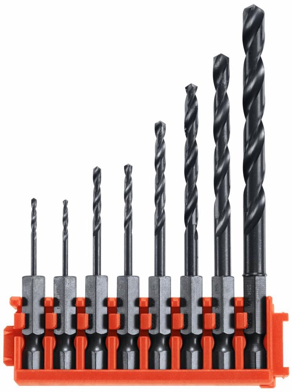 Bosch 8 pc Impact Tough Black Oxide Drill Bits with Clip for Custom Case System, large image number 1