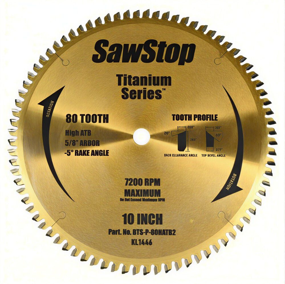 Sawstop Titanium 10 Inch 80T Fine Wood Cutting Table Saw Blade with 5/8 Inch Arbor, large image number 1