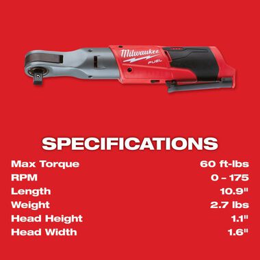 Milwaukee M12 FUEL 1/2 in. Ratchet (Bare Tool), large image number 6