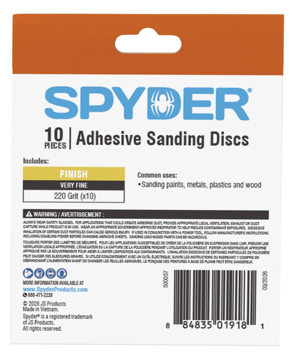 Spyder 220 Grit Ceramic Sanding Discs, 5 Inch Self Stick Adhesive PSA 10 Pieces, large image number 6
