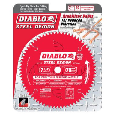 Diablo Tools 7-1/4in x 70 Tooth Steel Demon Metal Cutting Saw Blade, large image number 2