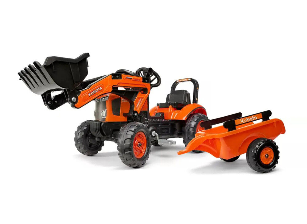 Kubota M7 Miniature Toy Pedal Tractor with Trailer and Loader, large image number 2