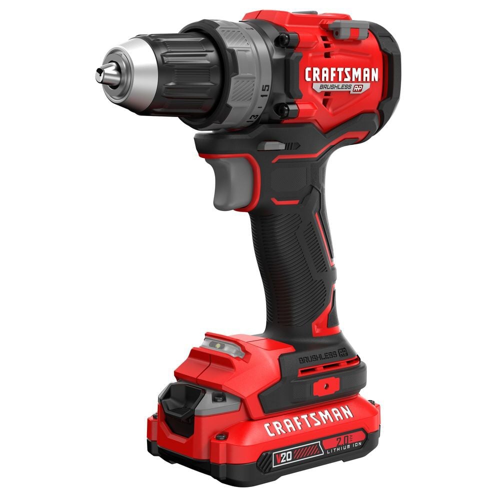 CRAFTSMAN V20 Brushless RP 1/2 Inch Drill/Driver Kit with Charger and Two 2.0 Ah Batteries, large image number 1