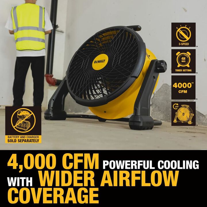 DEWALT 18 Inch 20V AC/DC 4000 CFM Drum Fan, large image number 10
