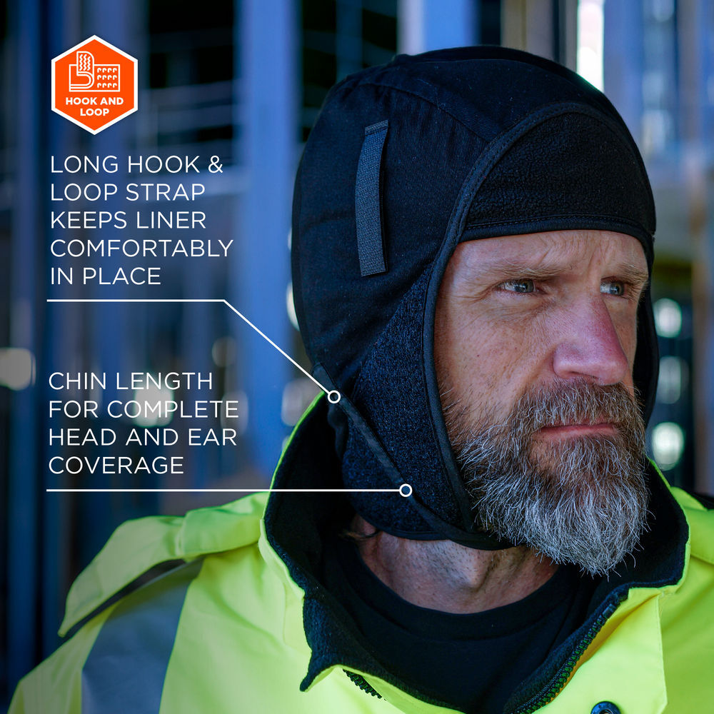 Ergodyne 6848 Short Fleece Winter Hard Hat Liner L/XL Black, large image number 3