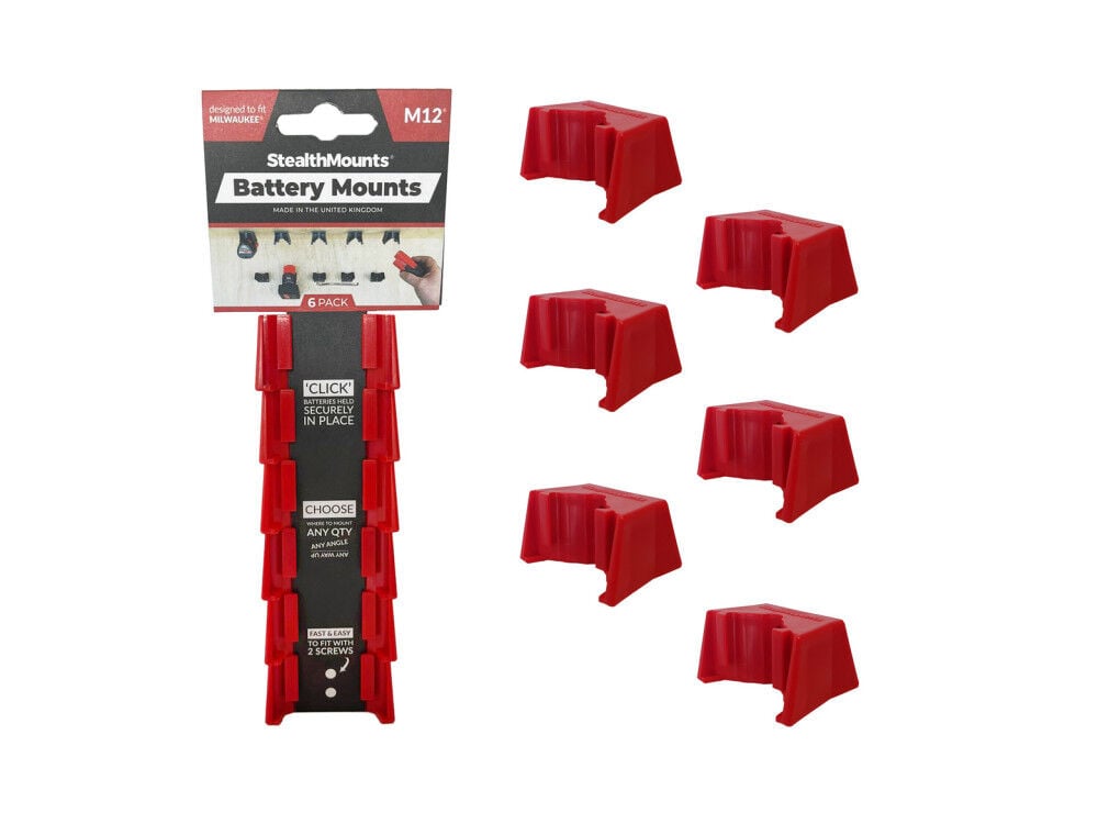 Stealthmounts Battery Mounts for Milwaukee M12 6 Pack Red – BM-MW12-RED-6