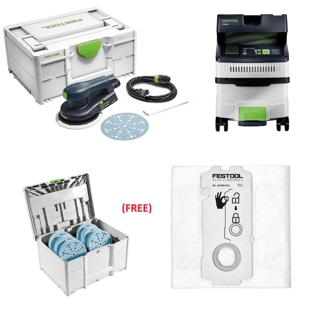 Festool ETS EC 150 5mm Sander & CT MIDI I - 576339-578512