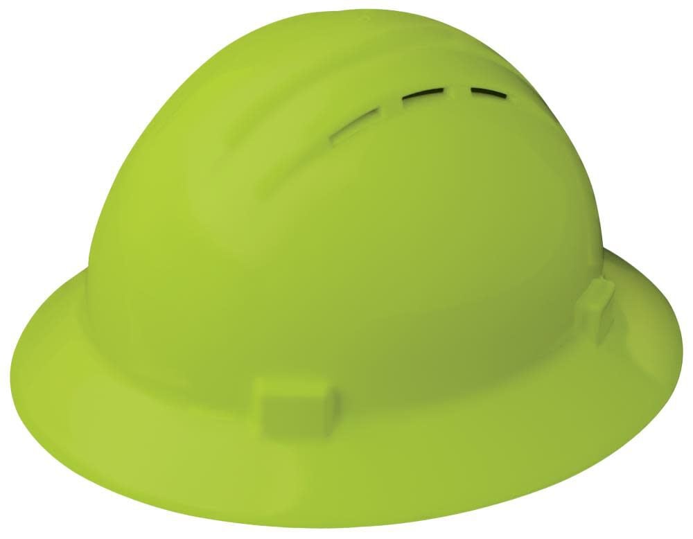ERB Hi-Vis Lime Americana Full Brim Vent Hard Hat Ratchet Suspension – 19430