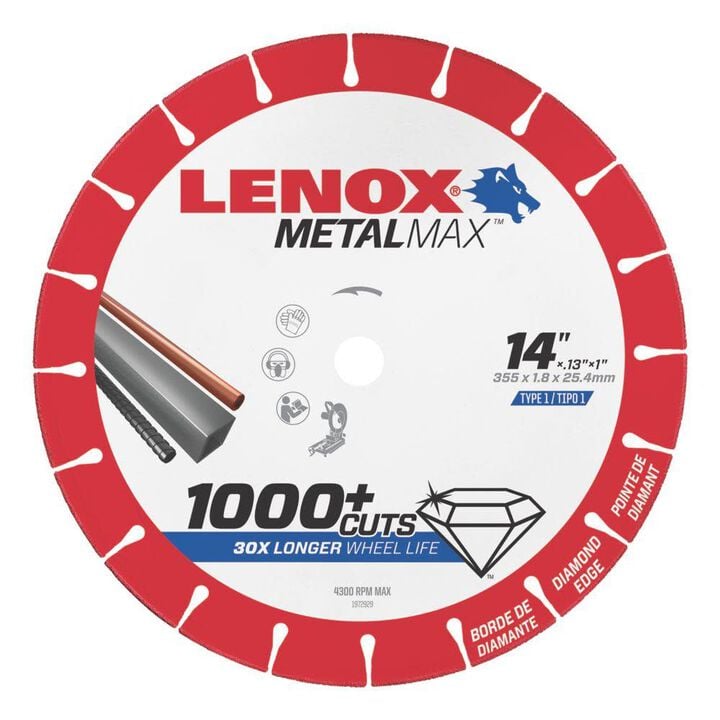 Lenox MetalMax 14 Inch Segmented Rim Diamond Edge Cutoff Wheel for Metal