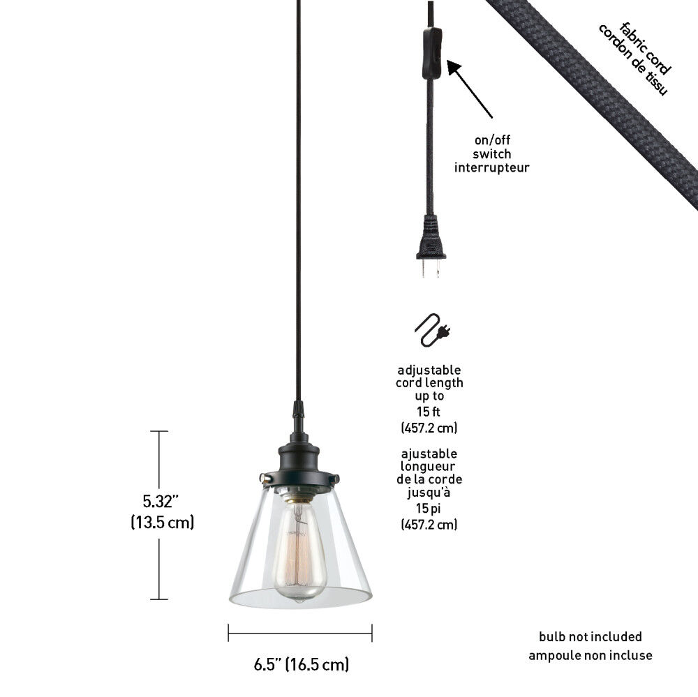 Globe Electric Jackson Plug In Pendant Light 60W Matte Black, large image number 5