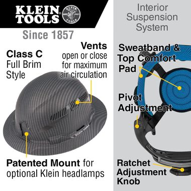 Klein Tools KARBN Full Brim Hard Hat Class C, large image number 1