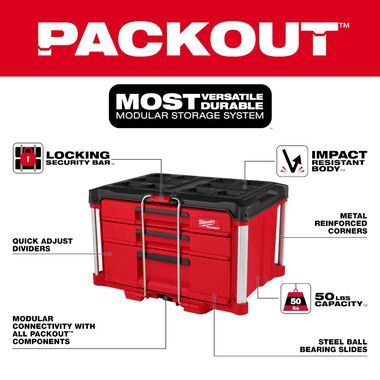 Milwaukee PACKOUT Multi-Depth 3-Drawer Tool Box 48-22-8447 - Acme 