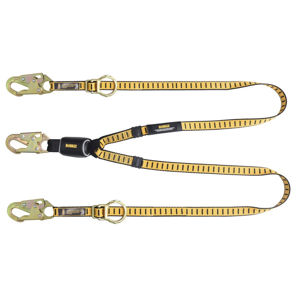 DEWALT 6 ft External Energy Absorber TieBack Twin Leg Lanyard with Hook, large image number 1