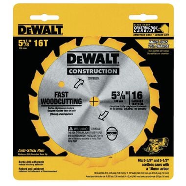 DEWALT 5-3/8-in 16T Carbide Saw Blade (Fast Woodcutting), large image number 1
