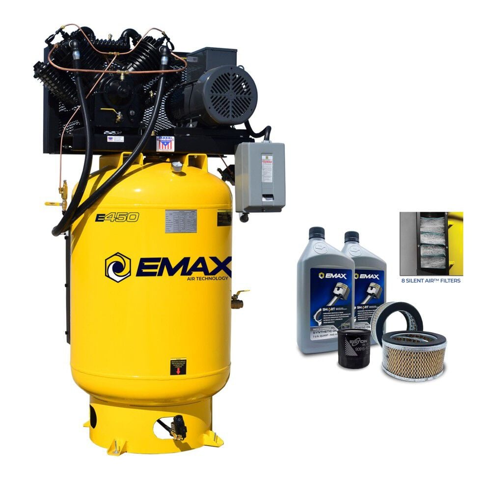 EMAX 120 Gallon 175 PSI Pressure Lube Air Compressor with Maintenance Kit, large image number 1