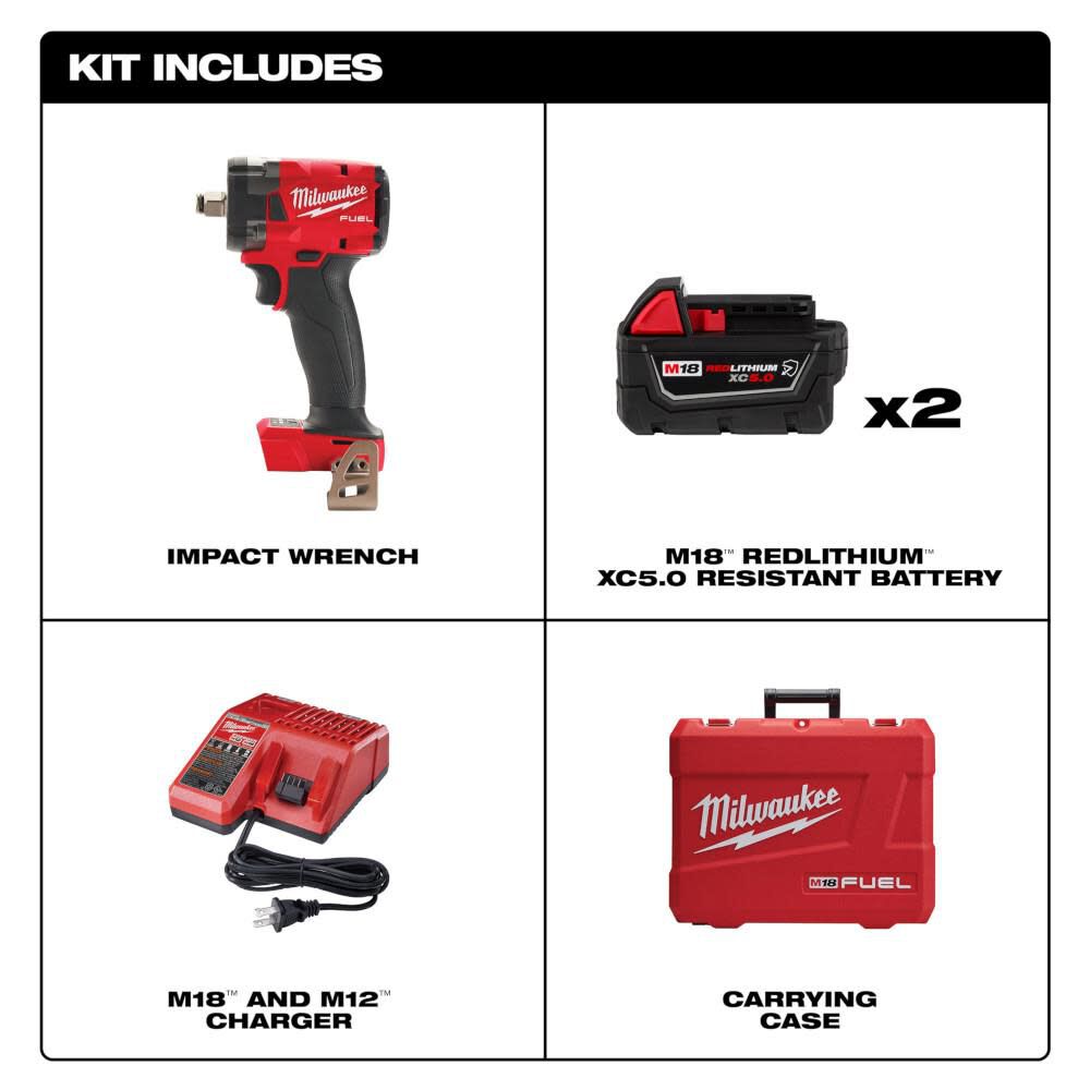 Milwaukee M18 FUEL 1/2inch Compact Impact Wrench with Friction Ring Kit, large image number 2