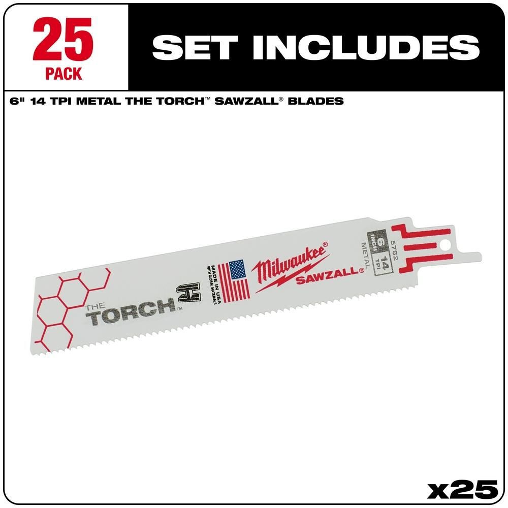 Milwaukee 6 in. 14 TPI THE TORCH SAWZALL Blade 25PK, large image number 2