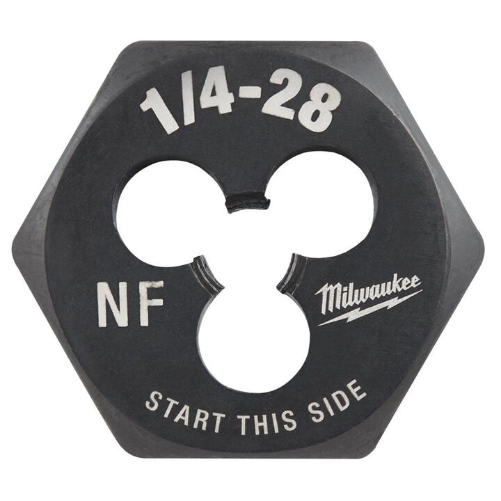 Milwaukee 1/4 in -28 NF 1-Inch Hex Threading Die, large image number 0
