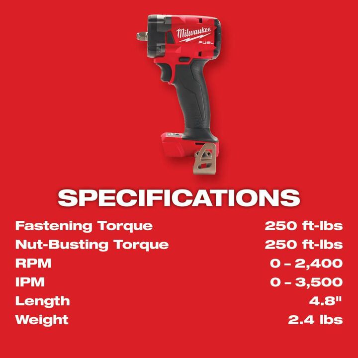 Milwaukee M18 FUEL 3/8 Compact Impact Wrench with Friction Ring (Bare Tool), large image number 6