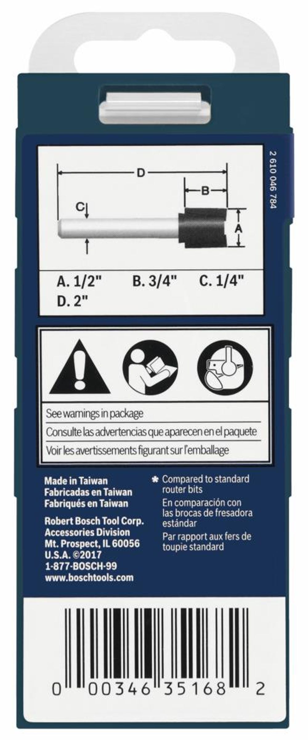 Bosch 1/2in x 3/4in Carbide Tipped Hinge Mortising Router Bit, large image number 4