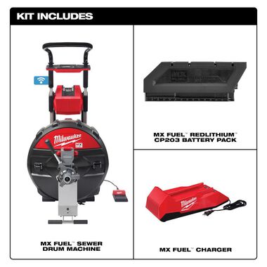 Milwaukee MX FUEL Sewer Drum Machine Kit, large image number 1