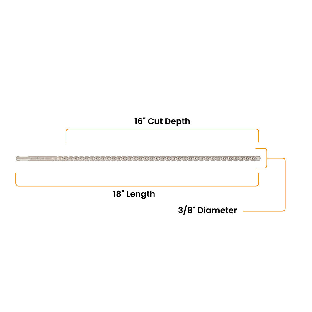 Spyder 3/8 Inch x 18 Inch SDS-Plus 4-Cutter Carbide-Tip Hammer Drill Bit, large image number 7