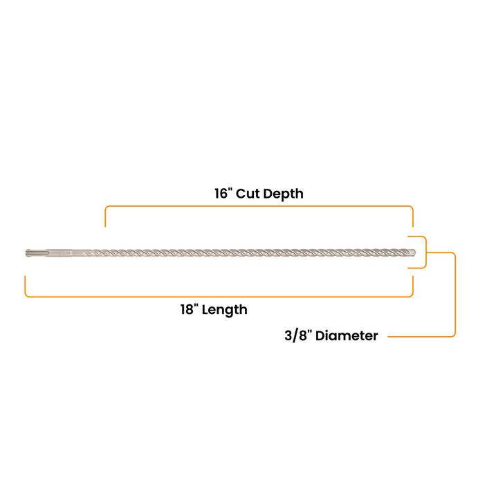 Spyder 3/8 Inch x 18 Inch SDS-Plus 4-Cutter Carbide-Tip Hammer Drill Bit, large image number 6