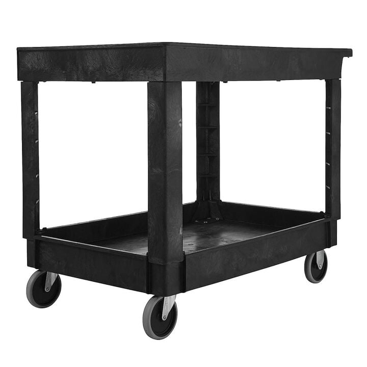 Rubbermaid 500 Lbs Medium Black Flat Handle Utility Cart with Lipped Shelf, large image number 2