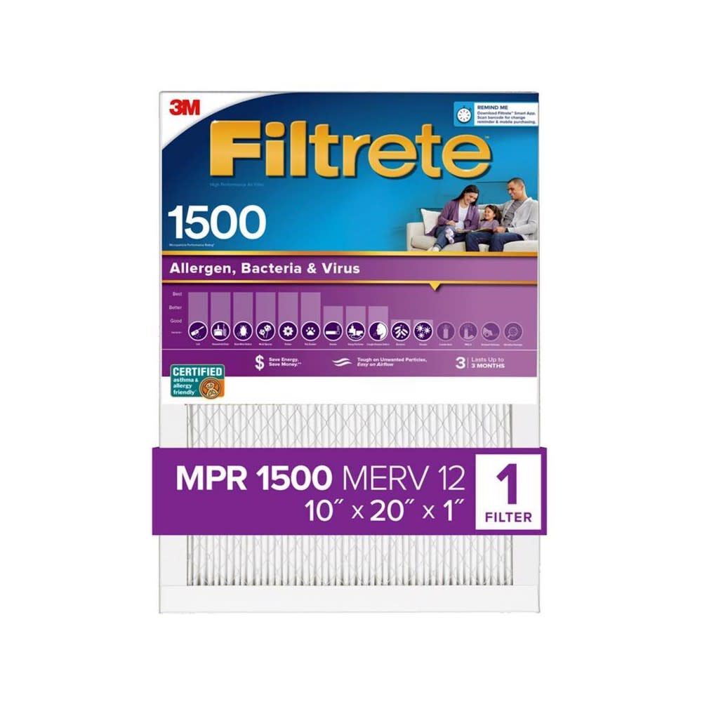 3M 10 Inch x 20 Inch 1500 MPR MERV 12 Allergen Air Filter – 1 Pack – 4415659