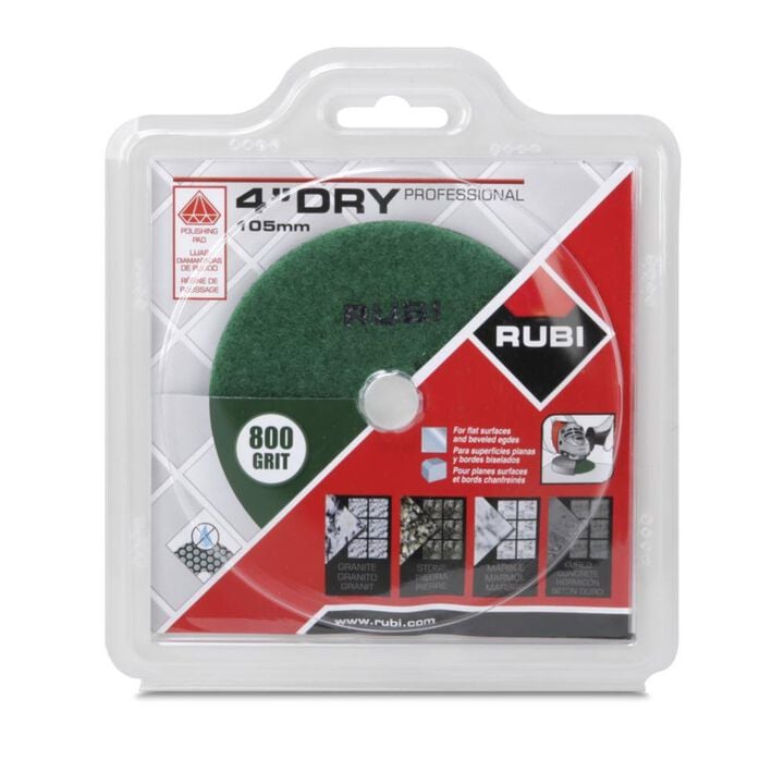 Rubi Tools Resin Dry Polishing Pad 800 Grit 4 In.