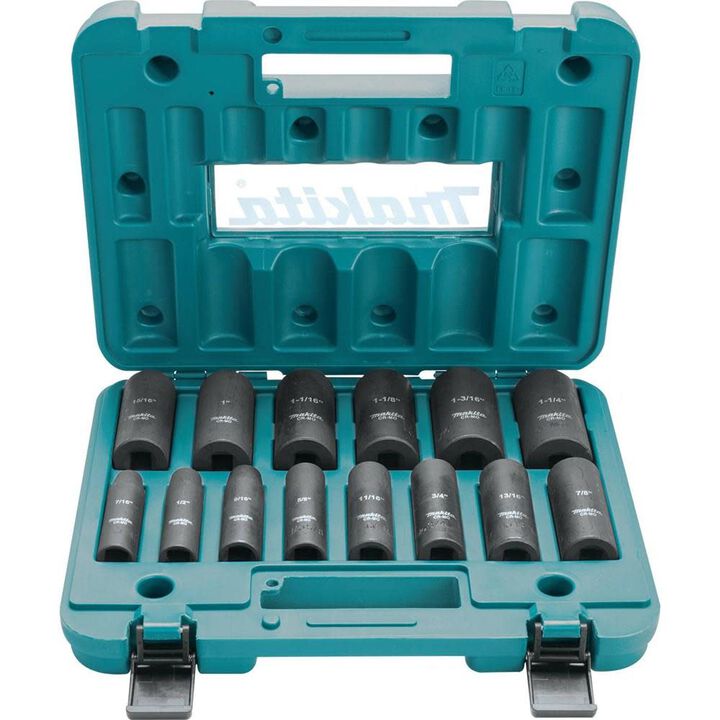 Makita 14pc. 1/2in. 6-Point Fractional Deep Impact Socket Set
