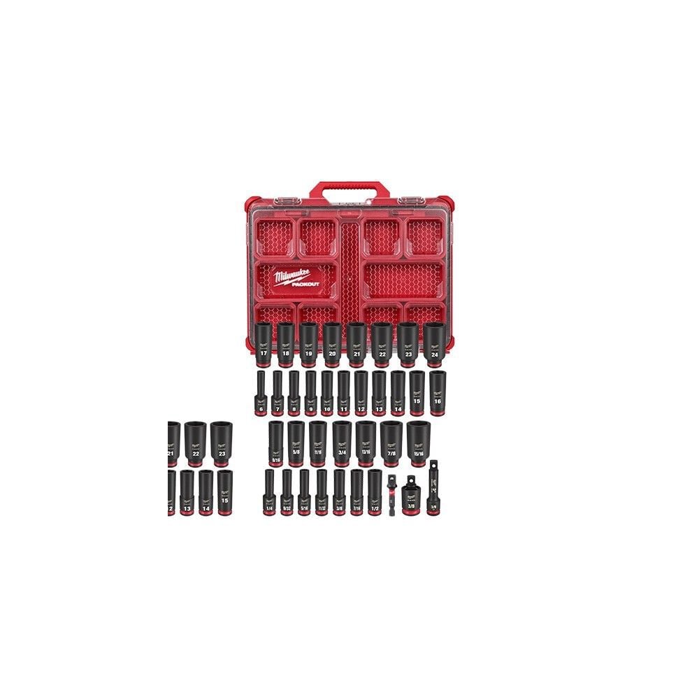 Milwaukee SHOCKWAVE 31-Piece Packout 1/2 Inch Socket Set, 36-Piece Packout 3/8 Inch Socket Set Bundle, large image number 8